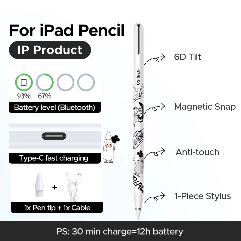 UGREEN Stylus Pen for Apple Pencil Type-C Charging for iPad